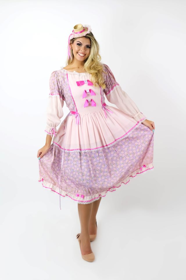 Festa Junina Vestido la�os rosa floral